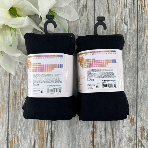 Women's Dot Back Seam & Opaque Tights Pantyhose 2, 2-Packs Size XL - Picture 5 of 6